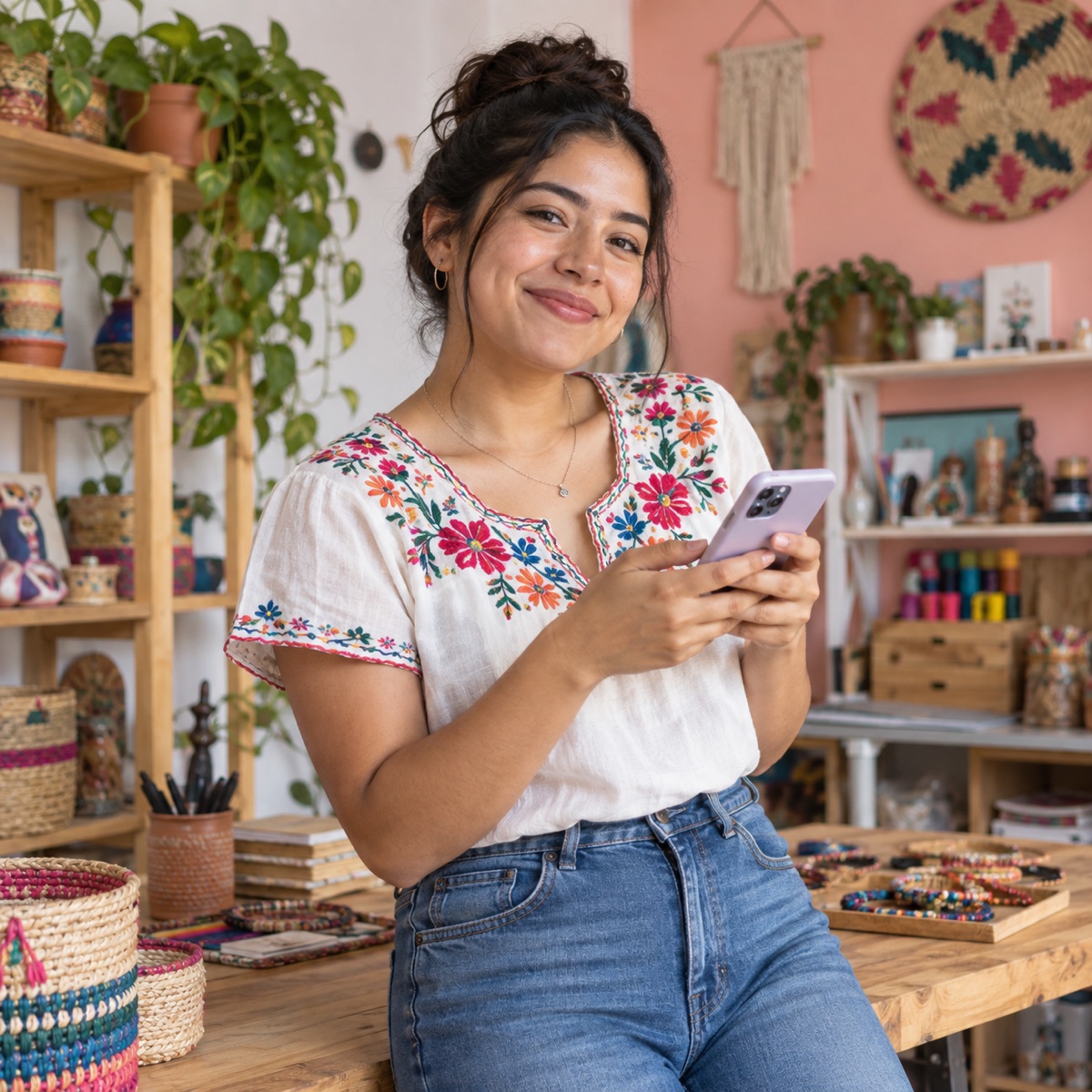Emprendedora de productos hechos a mano